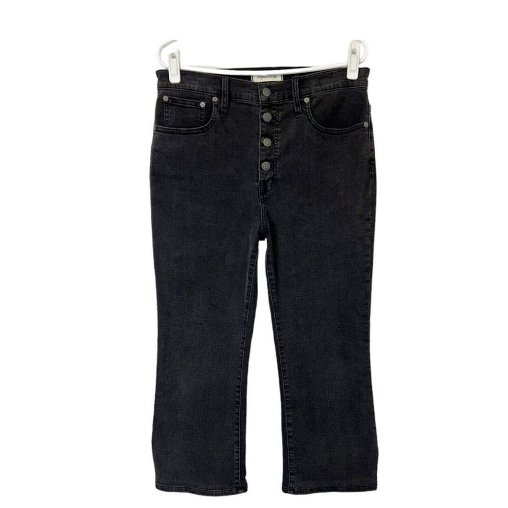 Madewell Cali Demi Boot Jeans Womens Size 31 Short Black Button Fly. *
